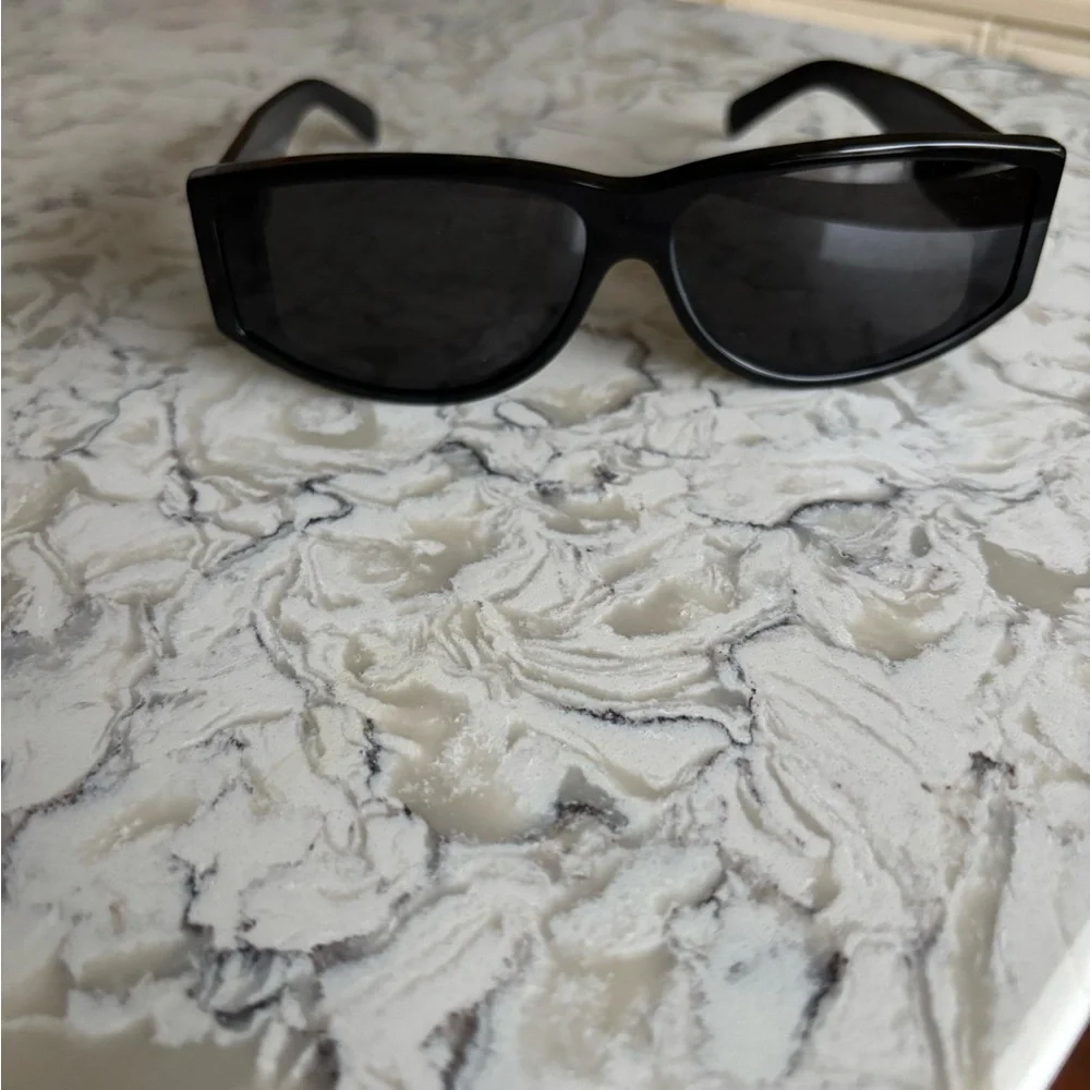 Celine Black Rectangular Cat-Eye Sunglasses with Gold Logo